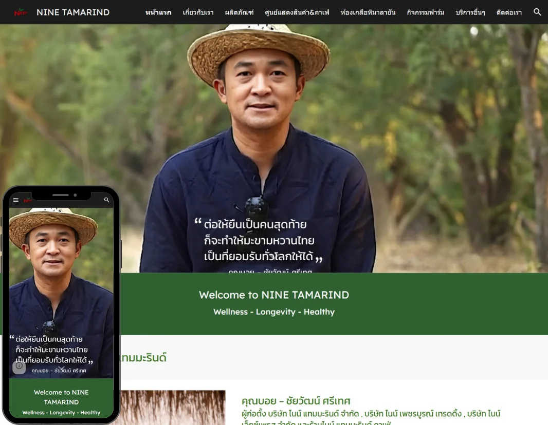 ตัวอย่างเว็บไซต์ ninetamarindthailand