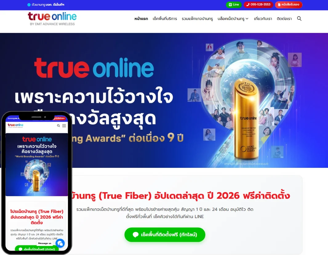 ตัวอย่างเว็บไซต์ truefiberforu